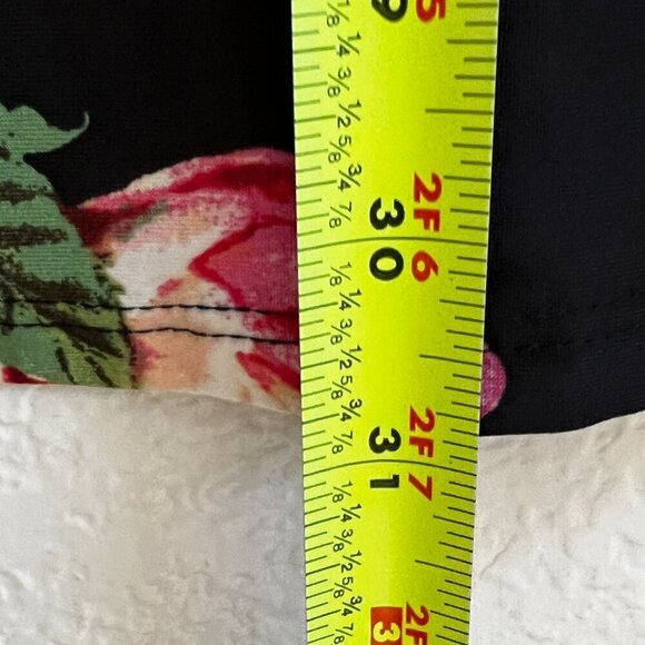 Betsy Red Couture Black w Large Floral Print A Line Stretch Pockets Size S - Picture 4 of 6